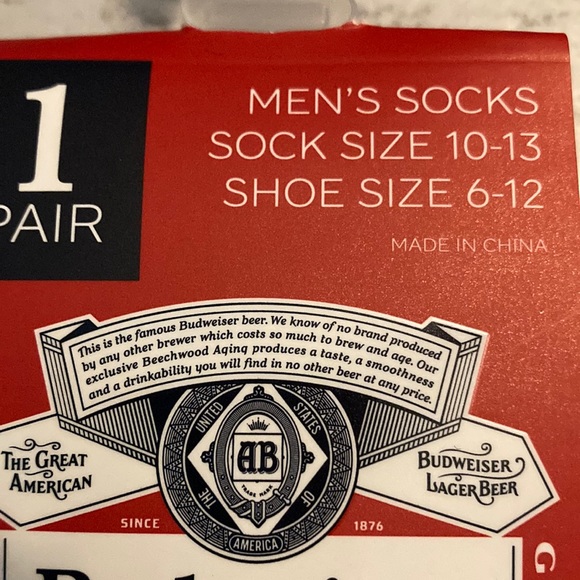 Men’s Budweiser Beer Novelty Crew Socks 3-Piece Set - Picture 3 of 9